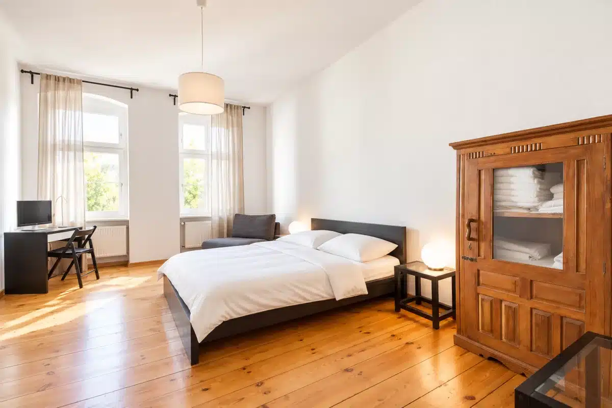 Helles Schlafzimmer mit neutra