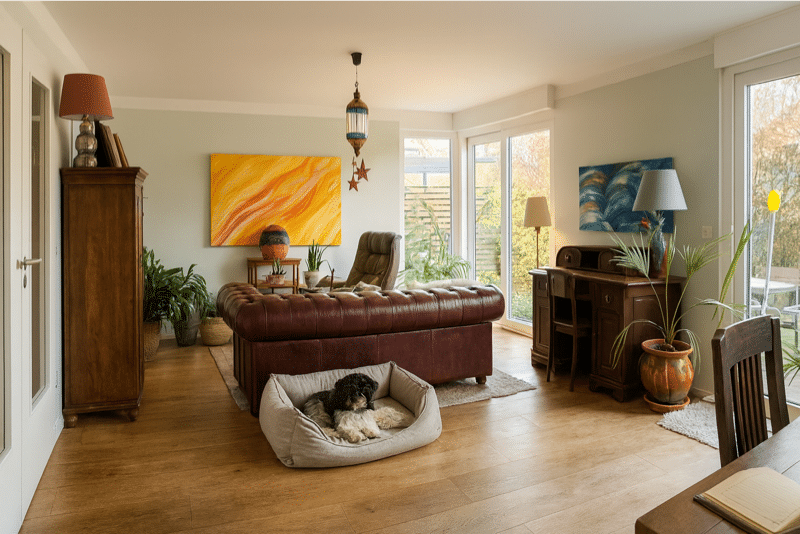 E_Wohnzimmer - Semi-detached house in Schlachtensee: stylish living surrounded by nature